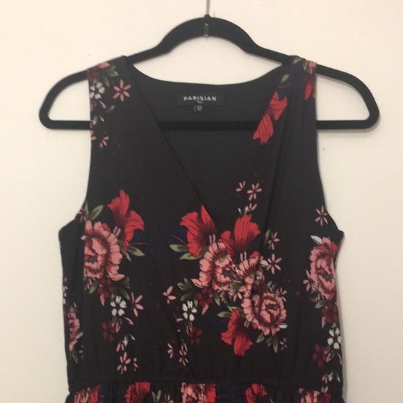 Parisian Black Floral Dress Sun Dress: Size 6 Tall - Picture 4 of 10